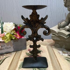 Vintage Gothic Wrought Iron Candle Holder